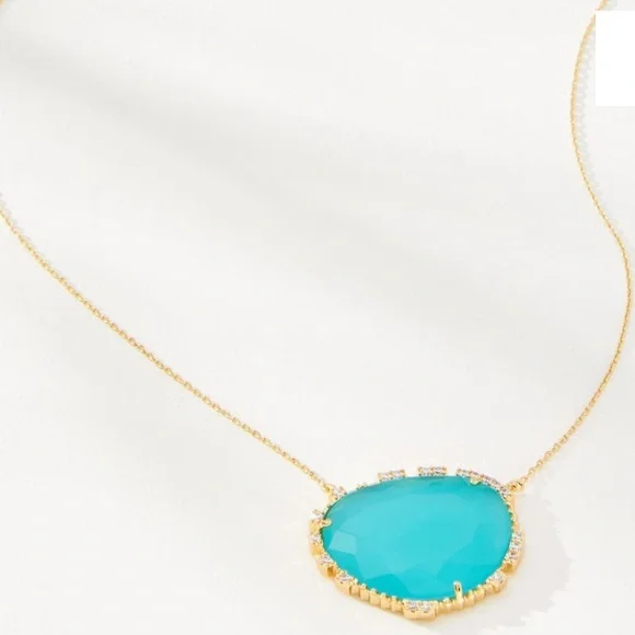 Anthropologie Serefina Blue Gold Crystal Rebirth Necklace - Picture 6 of 6